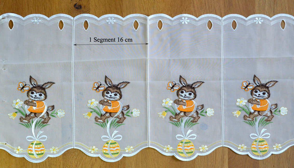 Kurzgardine mit Stickerei Osterhase 40cm hoch