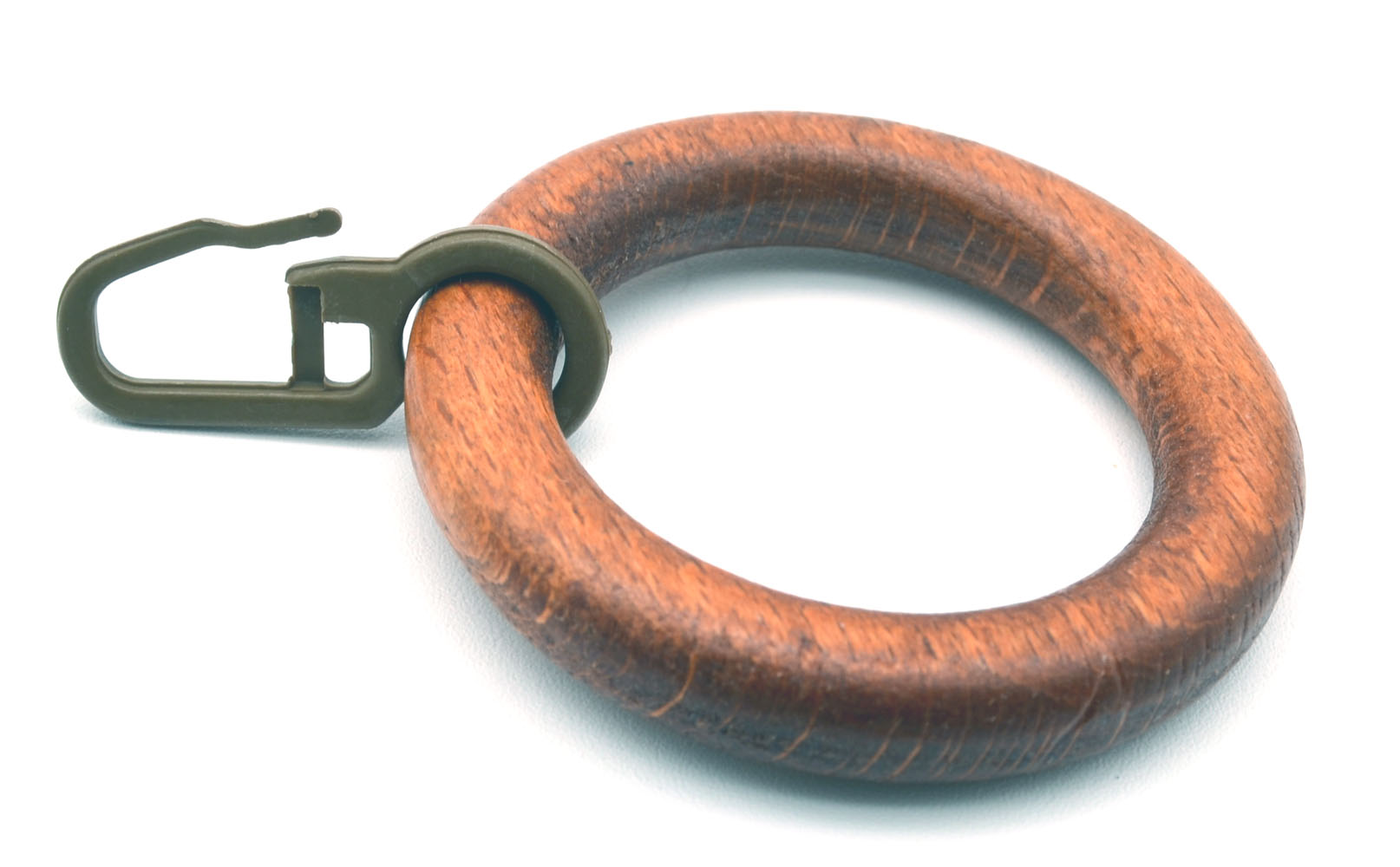 14 Stück Holz-Ring mit Faltenhaken für Stangen mit Ø 28mm Kirschbaum