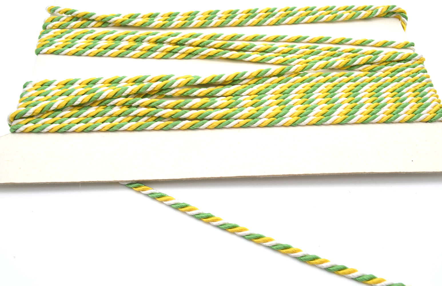 3 m Kordel gedreht 4 mm 3farbig grün-gelb-weiss 