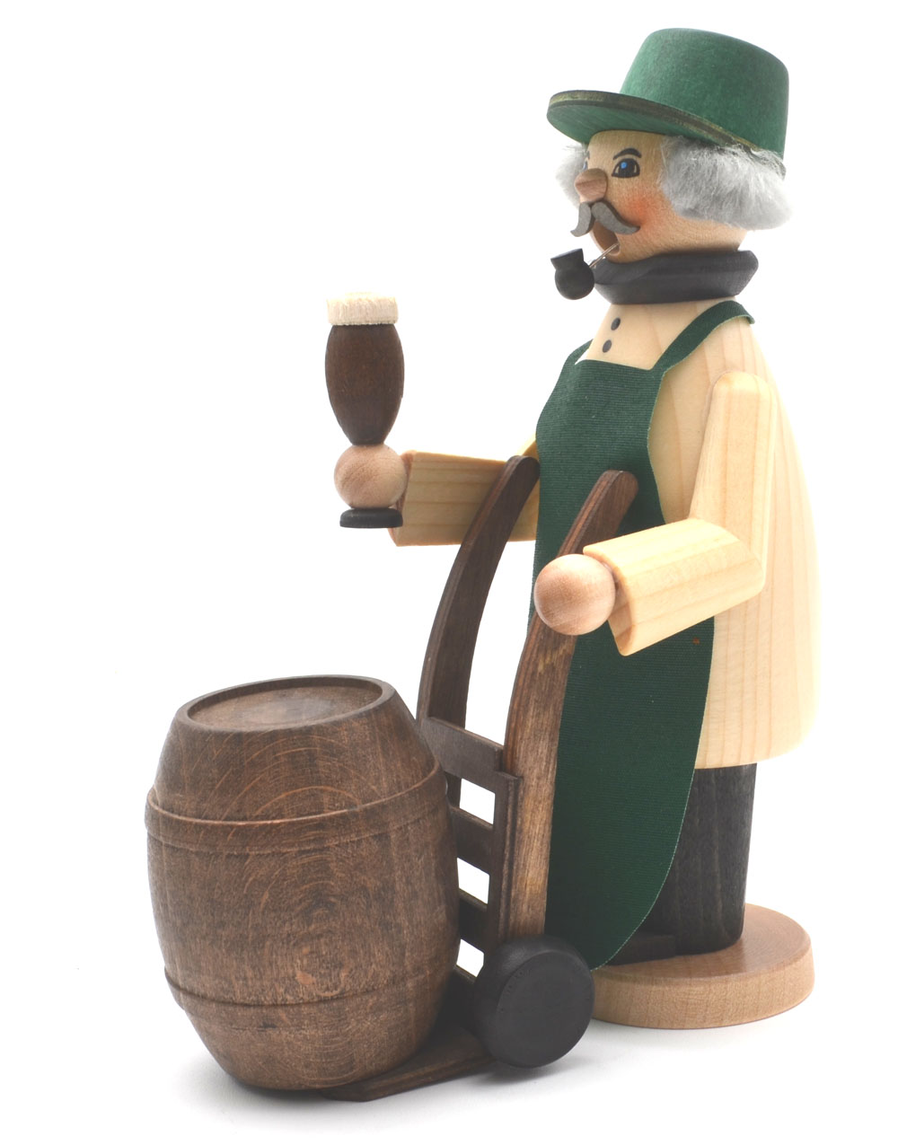 Rauchfigur Bierfahrer Rauchmann mit Bierfass und Tulpe 17 cm Rauchfigur Bierfahrer Rauchmann mit Bierfass und Tulpe 17 cm