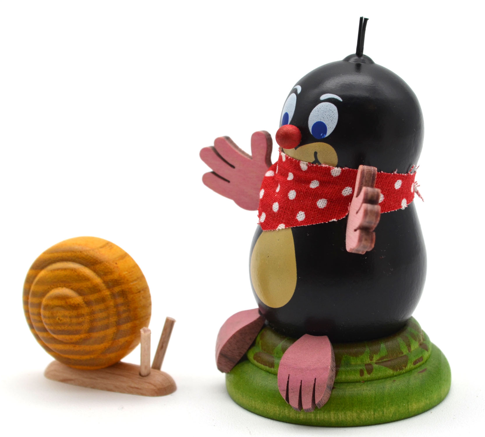 Maulwurf "Otto" mit Schnecke ca. 7 cm hoch 