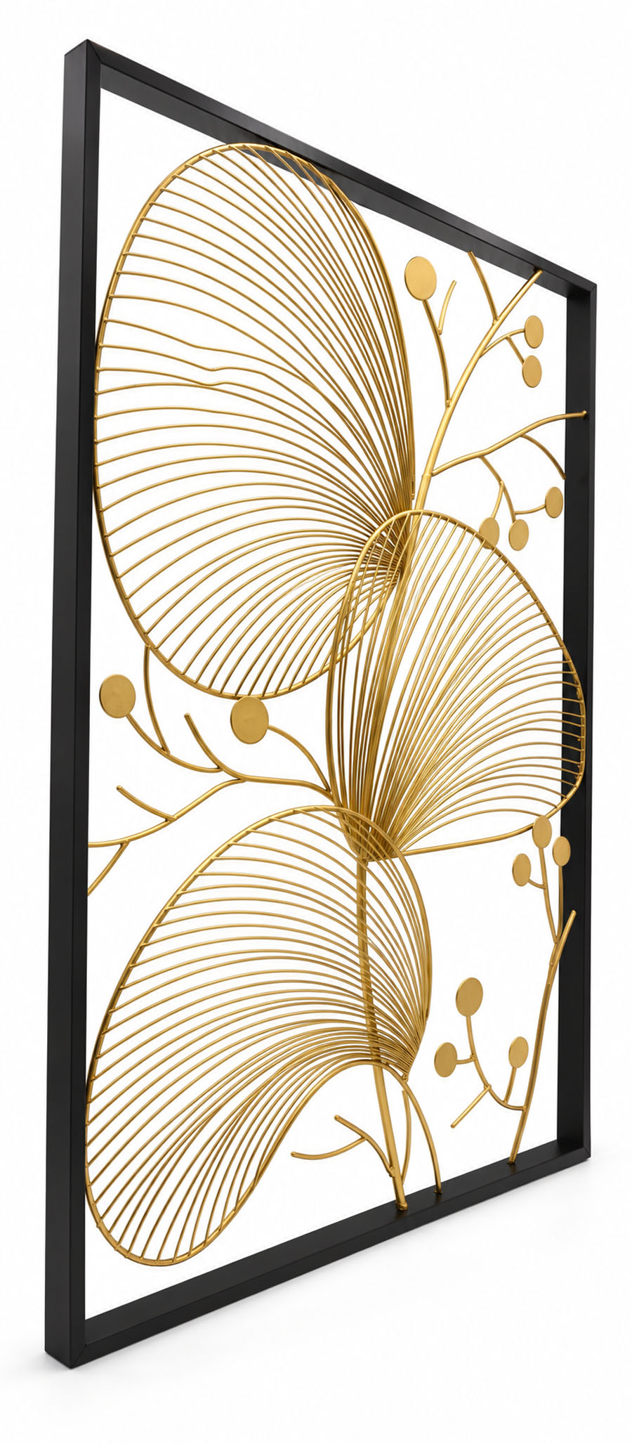Wandrelief „Pandori“ aus Metall Schwarz und Gold, 51 × 76 cm