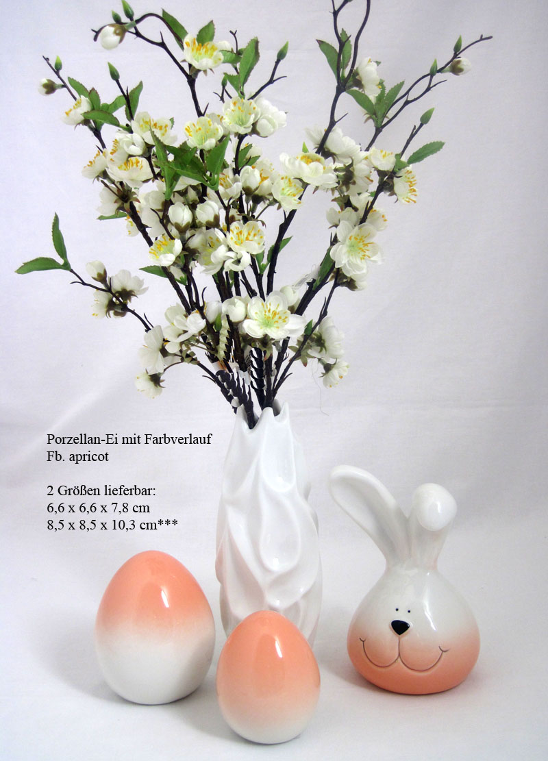 Porzellan - Ei mit Farbverlauf apricot ca. 6,6 x 6,6 x 7,8 cm