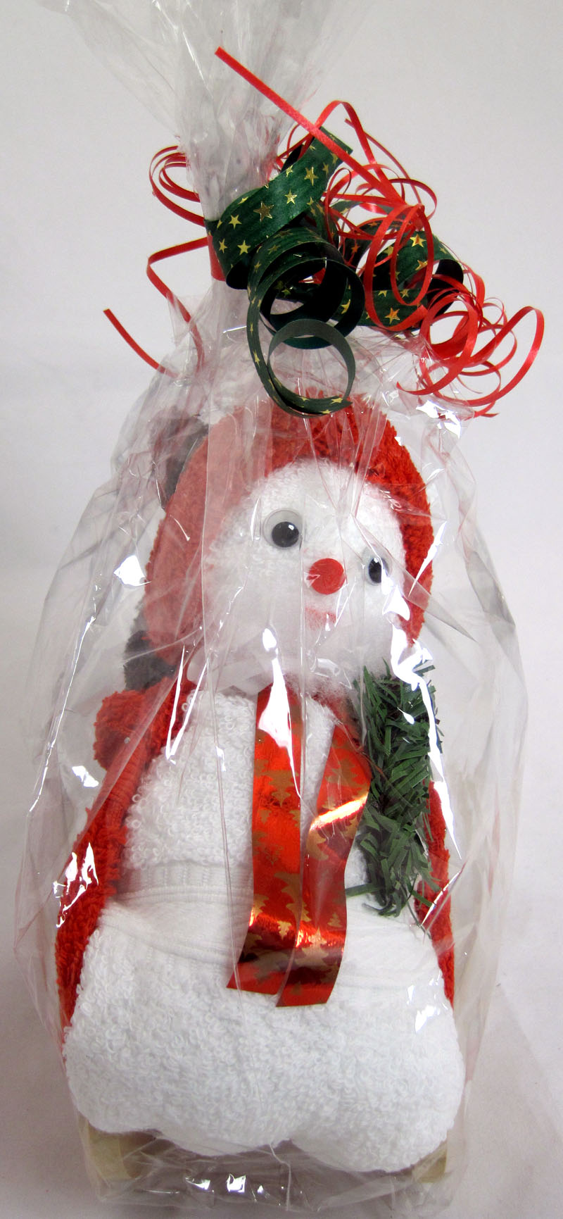 Frottierweihnachtsmann mit Sack inkl. Holzschlitten & weihnachtl.Dekoration