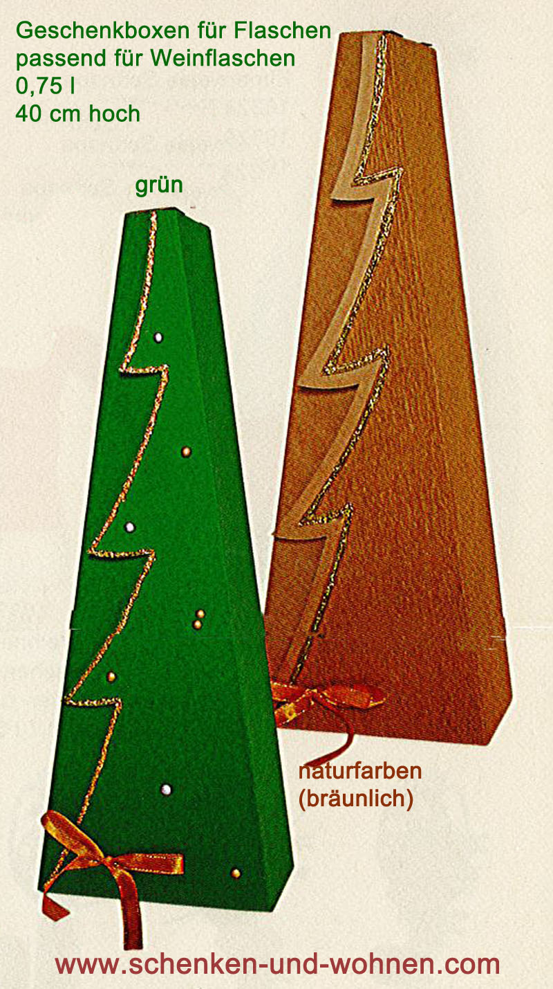 Geschenkverpackung Baum grün für Weinflaschen 0,75 l
