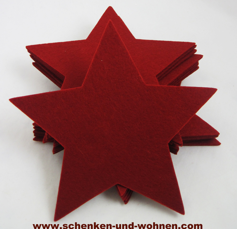 Filz Untersetzer Stern rot, ca. 20 cm (Länge zwischen zwei Sternspitzen)